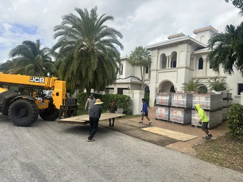 Roof tile delivered and placed at the jobsite