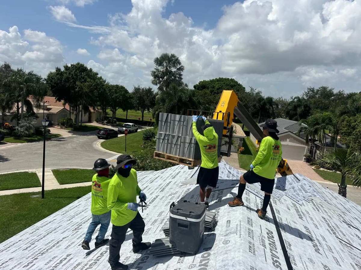 Roof tile delivered and placed at the jobsite