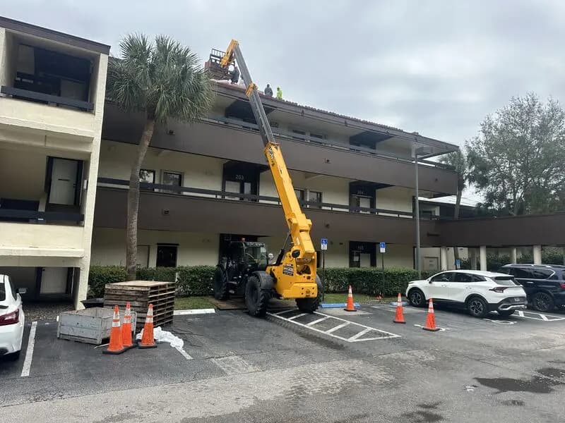MMJ truck picking up strapped roof tile at a supplier plant